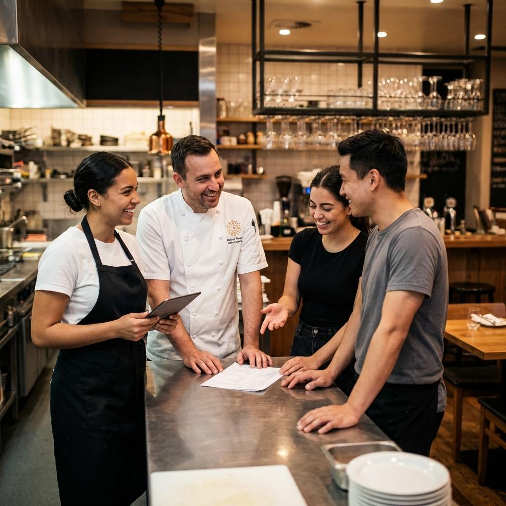 Restaurant team managing roles and permissions